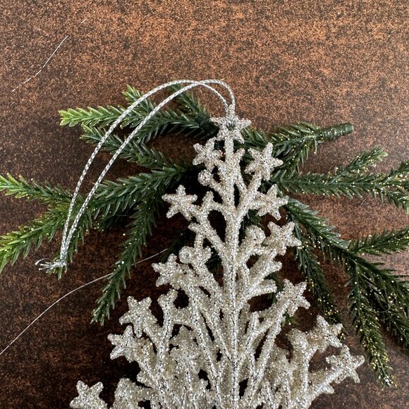 Silver Glitter Christmas Tree Ornament - Picture 3 of 9